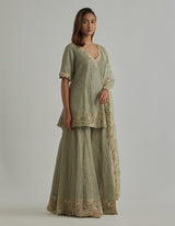 Green Water Glimmer Sharara Set
