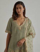 Green Water Glimmer Sharara Set