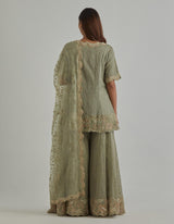 Green Water Glimmer Sharara Set