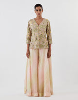 Pink Embroidered Jacket with Ombre Dyed Sharara