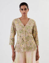 Pink Embroidered Jacket with Ombre Dyed Sharara