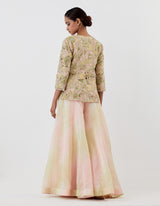 Pink Embroidered Jacket with Ombre Dyed Sharara