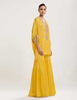 Yellow Embroidered Loose Fit Top with Sharara
