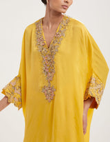 Yellow Embroidered Loose Fit Top with Sharara