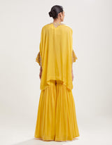 Yellow Embroidered Loose Fit Top with Sharara