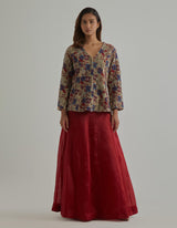 Gold Red Jacket Sharara Set