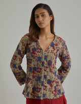 Gold Red Jacket Sharara Set
