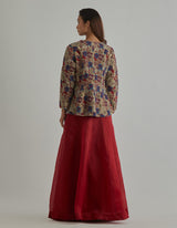 Gold Red Jacket Sharara Set
