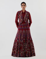 Red Embroidered Skirt Set