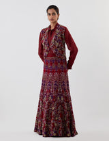 Red Embroidered Skirt Set