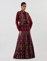Red Embroidered Skirt Set