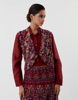 Red Embroidered Skirt Set
