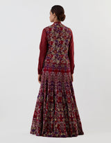 Red Embroidered Skirt Set