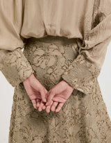 Beige Embroidered Skirt with Loose Fit Shirt