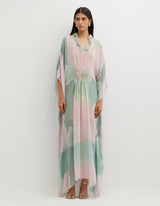 Multicolor Printed Long Dress with Hand Embellishement