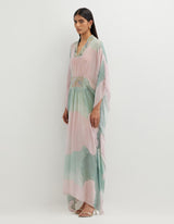 Multicolor Printed Long Dress with Hand Embellishement