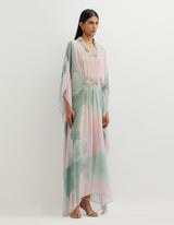 Multicolor Printed Long Dress with Hand Embellishement