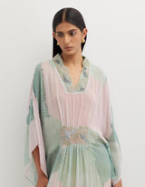 Multicolor Printed Long Dress with Hand Embellishement