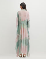 Multicolor Printed Long Dress with Hand Embellishement