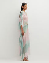 Multicolor Printed Kaftan with Hand Embellishement