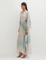 Multicolor Printed Kaftan with Hand Embellishement