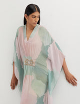 Multicolor Printed Kaftan with Hand Embellishement