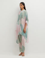 Multicolor High Low Printed Tunic with Throuser