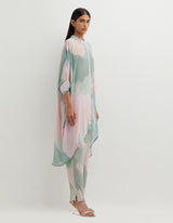 Multicolor High Low Printed Tunic with Throuser