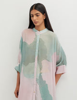 Multicolor High Low Printed Tunic with Throuser