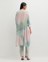 Multicolor High Low Printed Tunic with Throuser