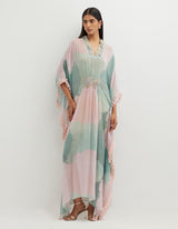 Multicolor Printed Long Dress with Hand Embellishement