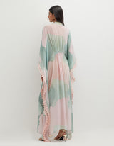Multicolor Printed Long Dress with Hand Embellishement