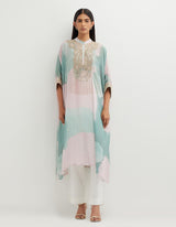 Multicolor Printed Tunic with Hand Embellishement Paired with Lycra Pants