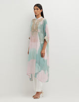 Multicolor Printed Tunic with Hand Embellishement Paired with Lycra Pants