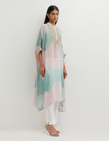 Multicolor Printed Tunic with Hand Embellishement Paired with Lycra Pants