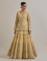 Lemon Water Glimmer Peplum Jacket And Skirt