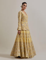 Lemon Water Glimmer Peplum Jacket And Skirt