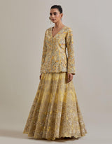 Lemon Water Glimmer Peplum Jacket And Skirt