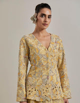 Lemon Water Glimmer Peplum Jacket And Skirt