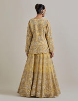 Lemon Water Glimmer Peplum Jacket And Skirt