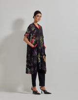 Black Botanical Tunic with Poplin Lycra Pants