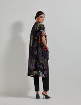 Black Botanical Tunic with Poplin Lycra Pants