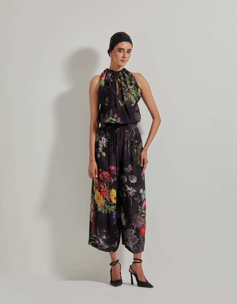 Black Botanical Jumpsuit