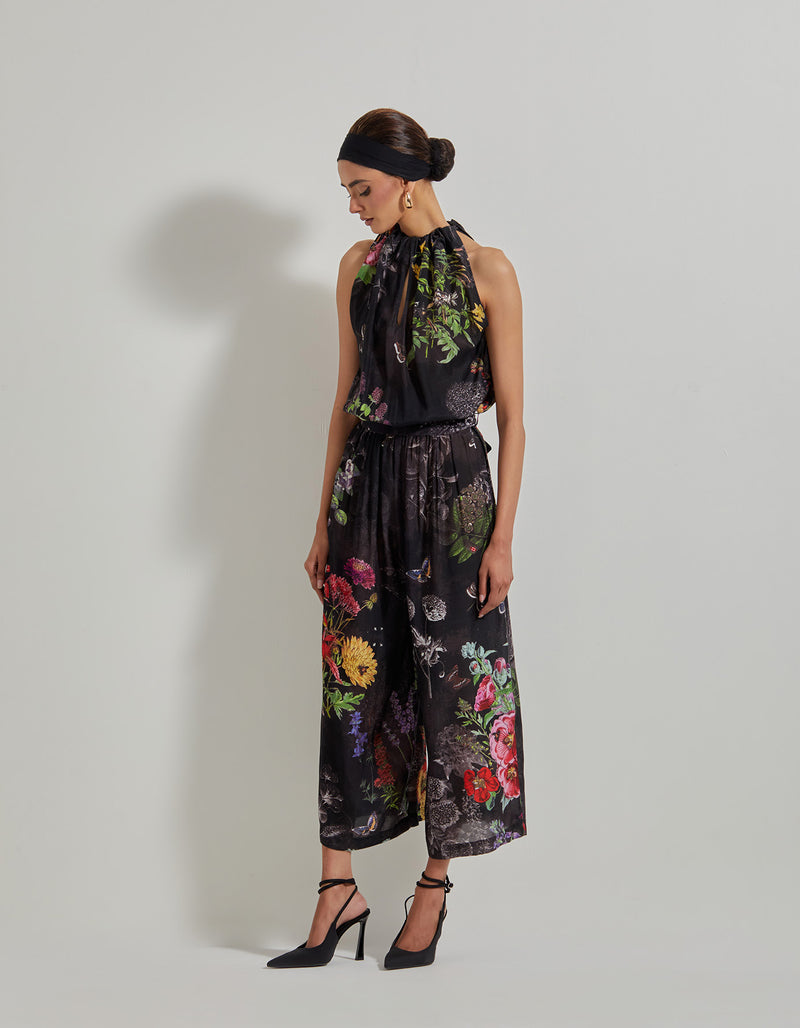 Black Botanical Jumpsuit