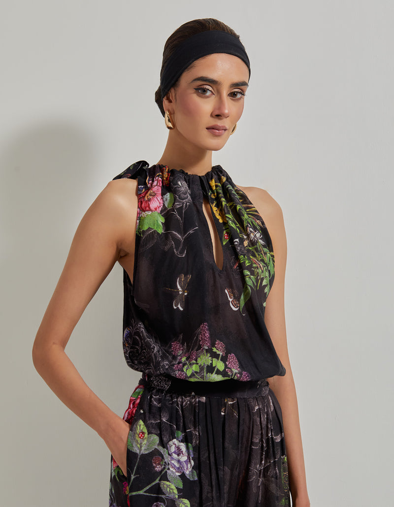 Black Botanical Jumpsuit