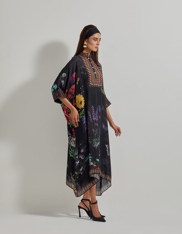 Black Botanical Tunic Dress