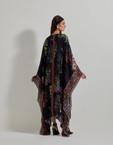 Black Botanical Kaftan Dress