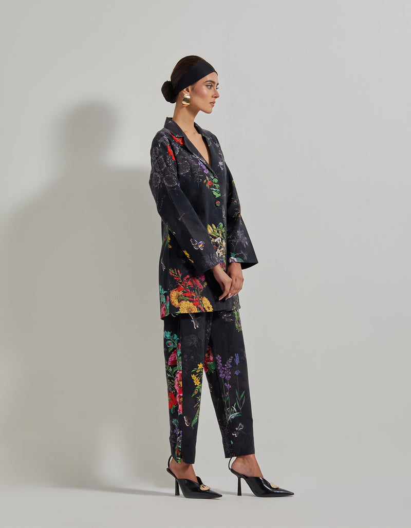 Black Botanical Linen Co-ord