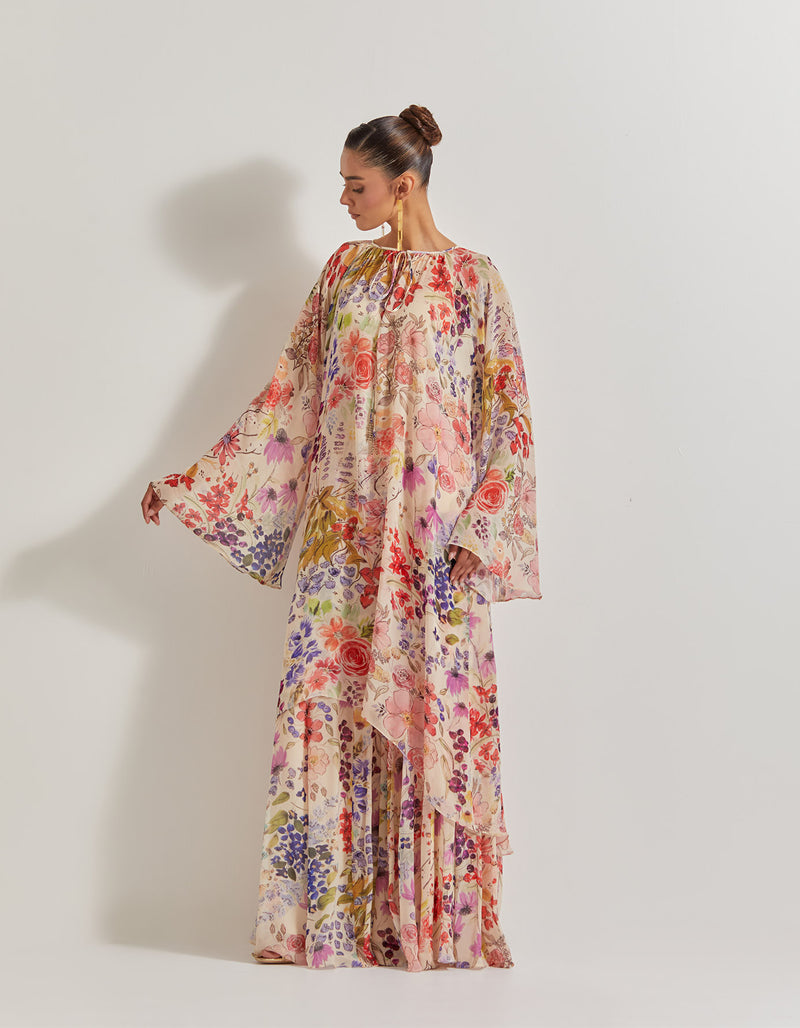 Blooming Burst Georgette Tunic With Sharara Pants
