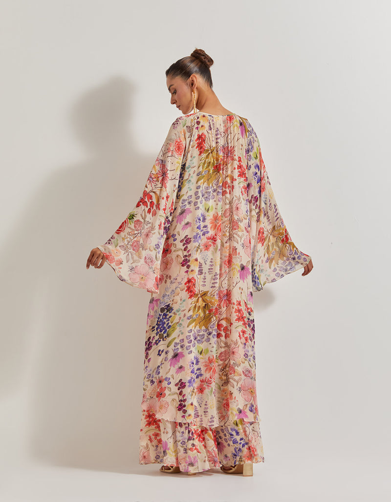 Blooming Burst Georgette Tunic With Sharara Pants